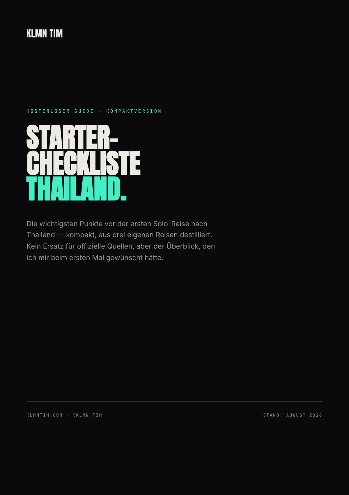 Cover: Starter-Checkliste Thailand
